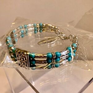 Turquoise and Silver Beaded Bracelet